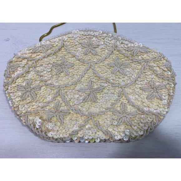 Ivory Hand Beaded Clutch Purse Wristlet - Picture 10 of 10